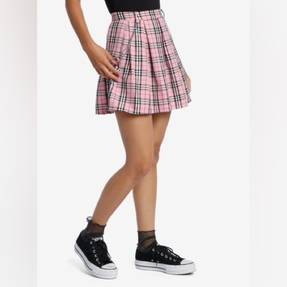 Hot Topic Pink Plaid Pleated Mini Skirt Y2K Grunge Punk Schoolgirl Preppy‎ XL